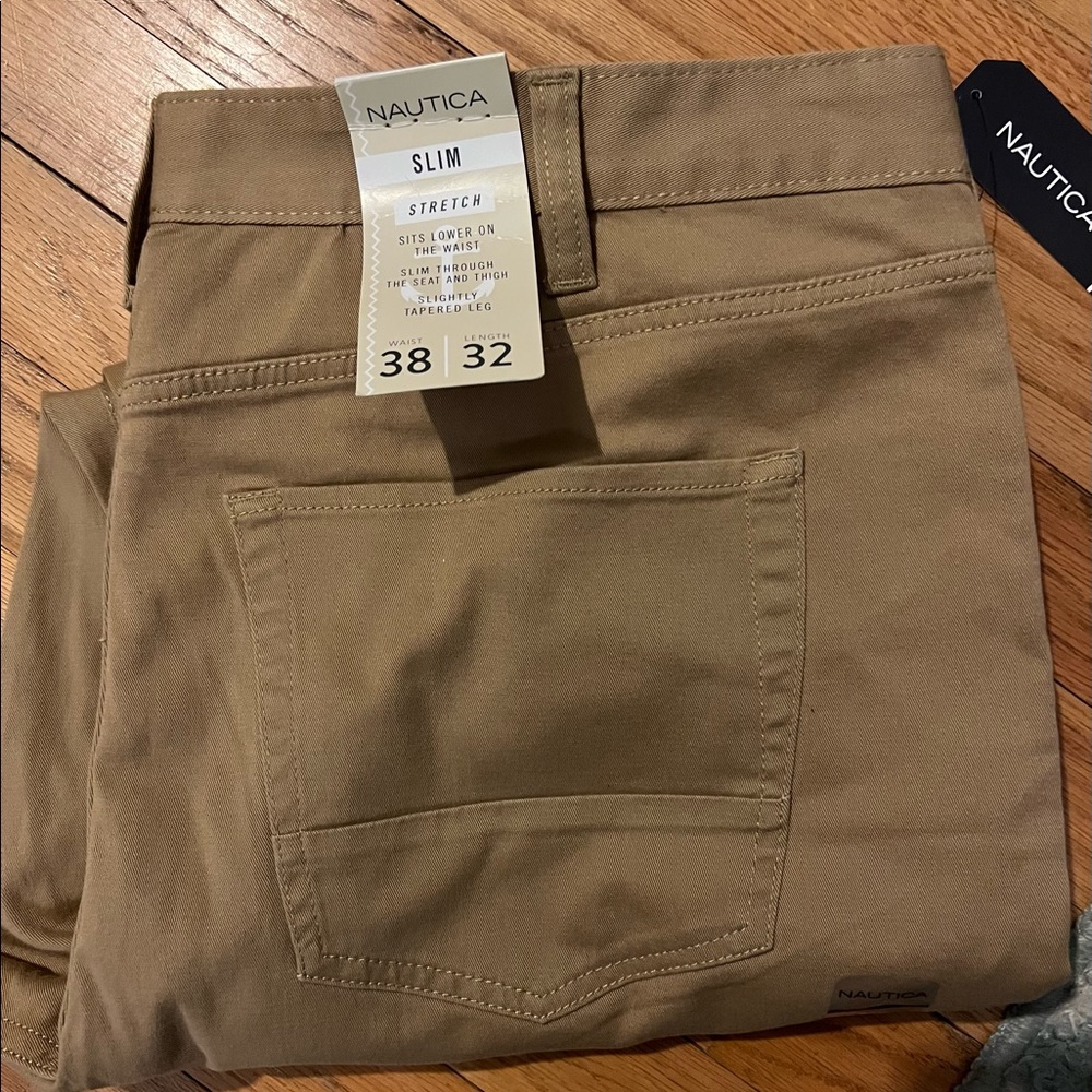 Men’s Nautica Brown Stretch Chino Pants NWT